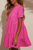 Tiered Round Neck Short Sleeve Mini Dress - Odaingerous